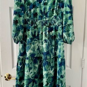 Floral Green and Blue Dress